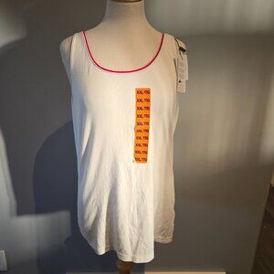 NWT Company Ellen Tracy Ringer Tank Top | Size XXL | Red Trim